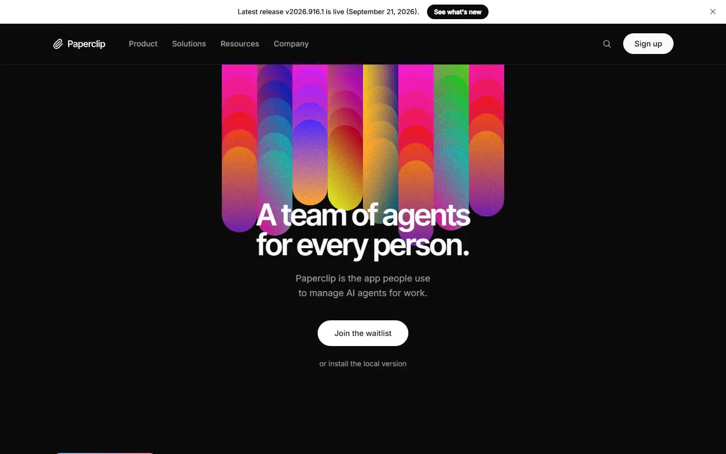 Paperclip alternative comparison: the Paperclip homepage, an open source app for managing a team of AI agents