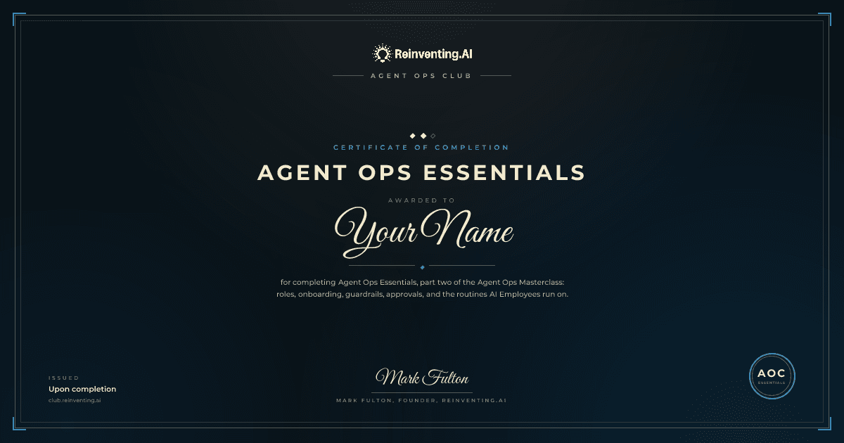 The Agent Ops Essentials certificate