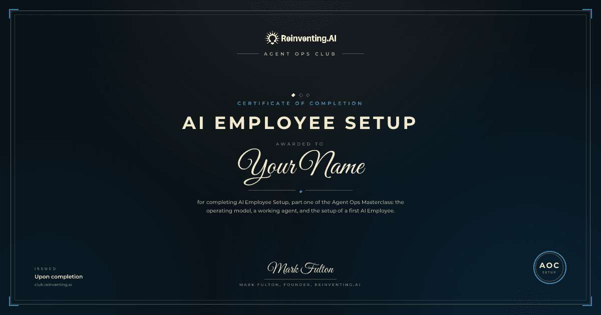 The AI Employee Setup certificate