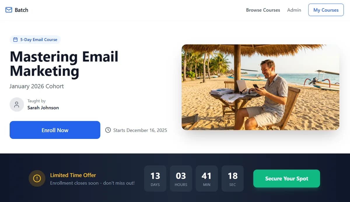Email Course Platform running