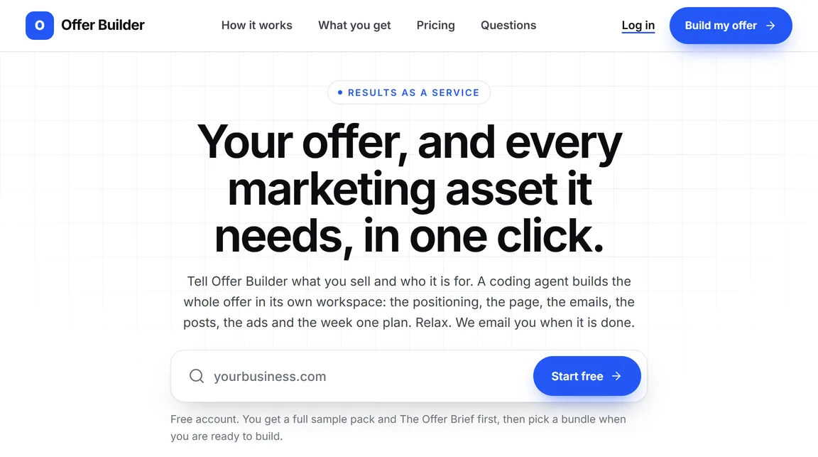 Full Stack Offer Builder running